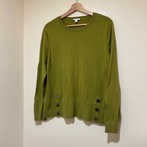 Women’s J.Jill Soft and Stylish Button Hem Vine Green Colour Sweater Size: L - Picture 3 of 16